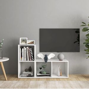 The Living Store TV-meubel Klassiek - 72x35x36.5cm - wit - 2 vakken
