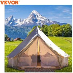 Wildor® Campingtent - Beige - Diameter 4m - Kampeer tent - Katoenen canvas van 300gsm - 5-8 personen - Totaal gewicht 28 kg