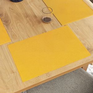 My Ninki ® Elegante Set van 6 Gele Tafellopers voor Eettafel met Fijn Geribbelde Katoenstructuur, 48x32 cm