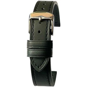horlogeband-horlogebandje-18mm-echt leer-zwart-plat-gevuld-gestikt-zacht-glad-18 mm