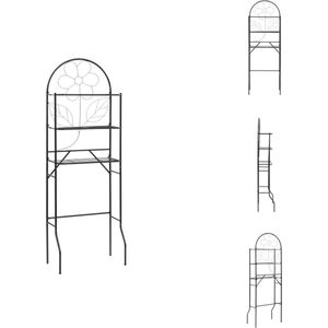 vidaXL Badkamerrek - 60 x 33 x 174 cm - zwart - stalen frame - Handdoekhouder