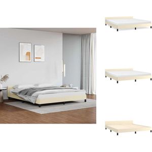 vidaXL Bedframe Met Hoofdbord - Bedframes Met Hoofdborden - Bedframe - Bed - Bedframe met hoofdeinde zonder matras 180x200 cm crèmekleurig