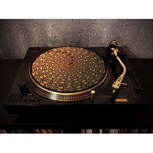 GEOMETRIC BROWN Felt Zoetrope Turntable Slipmat 12"" - Premium slip mat – Platenspeler - for Vinyl LP Record Player - DJing - Audiophile - Original art Design - Psychedelic Art