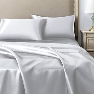 Set van 2 Satijn kussenslopen 50 x 80 cm , Zacht en Zijdig Bed Kussen Kussen Kussen Zilvergrijs, Envelop Sluiting, Anti-mijt en Hypoallergeen, Haar en Huid Bescherming tegen rimpels