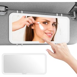 Led-make-upspiegel met verlichting achteruitkijkspiegel voor baby's en kinderen oplaadbaar (3 lichtmodus) met touch on screen eenvoudige en praktische zonneklep geschikt voor de meeste auto's