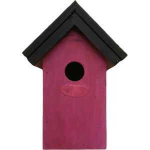 Houten Vogelhuisje/Nestkastje 22 cm - In Het Zwart/Roze Maken - Dhz Schilderen Pakket