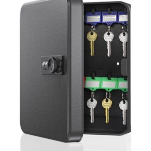 Sleutelkast met cijferslot 20 posities zwarte digitale kluis - stalen sleutelorganizer met stickers - sleutelkast met code
