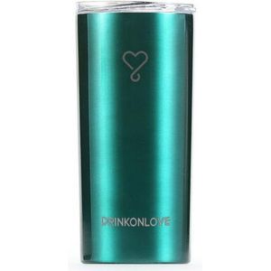 DRINKONLOVE - RUSH GREEN - Drinkbeker met rietje - RVS - Metallic groen - 12 uur koud - 6 uur warm - 470 ML - 16,5 cm hoog