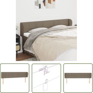 The Living Store Hoofdbord met randen 183x23x78/88 cm stof taupe - Hoofd Bord - Beddecoratie - Hoofdboard Taupe - Stoffen Hoofdbord - Vintage Hoofdbord