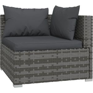 vidaXL - 7-delige - Loungeset - met - kussens - poly - rattan - grijs