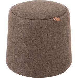 J-line - Poef/bijzettafel Rond Textiel/hout Bruin - 42x42x43cm