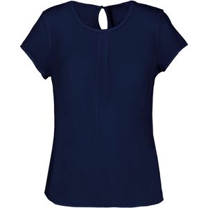 Kariban Damesblouse in crêpe met korte mouwen K5002 - Deep Sea Blue - 34 NL (36 FR)