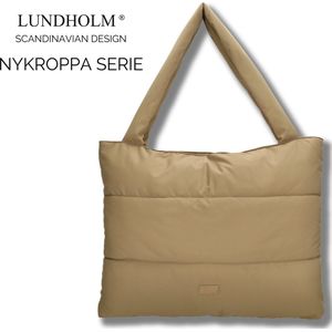 Lundholm Tas dames shopper groot Nylon - Schoudertas dames - tassen dames shopper - Taupe - vrouwen cadeautjes | Scandinavisch Design - Nykroppa serie