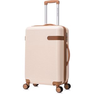 Royalty Rolls Milaan handbagage reiskoffer met wielen 44 liter expandable - cijferslot - lichtgewicht - creme