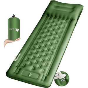 Luchtbed campingmatras 12cm zelfopblazend slaapmatje ultralicht wandelmatras met voetpomp waterdicht opvouwbaar voor kamperen tent wandelen strand-Groen