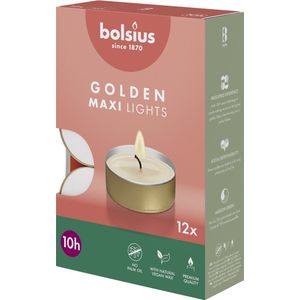 Bolsius - 72 Maxi Waxinelichtjes - Gouden Cup - Theelichtjes - 10 branduren - Grootverpakking