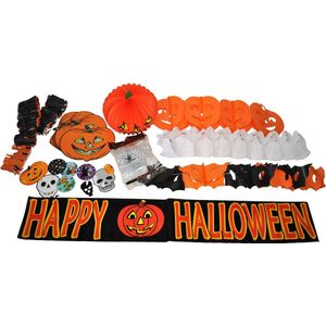Halloween decoratieset - 22-delig - feestdecoratie/versierpakket
