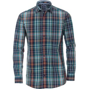 Redmond modern fit overhemd - popeline - blauw geruit - Strijkvriendelijk - Boordmaat: 45/46