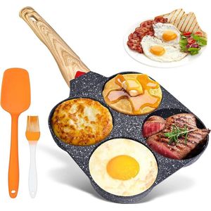 Pannenkoekenpan met 4 gaten antiaanbaklaag - voor omeletten worstjes burgers - inductiekookplaat gasfornuis - elektrische keramische kookplaat .