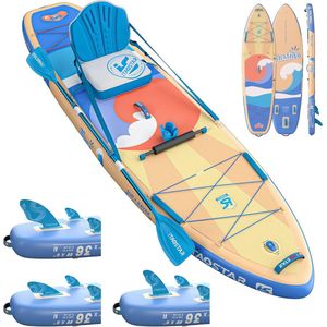 36"" Super Wide Paddle Board - Opblaasbaar SUP met 5 Vinnen en Premium Accessoires - Perfect voor Volwassenen van Alle Niveaus