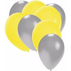 30x ballonnen  27 cm - zilver / gele versiering