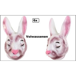 6x Paashaas masker volwassenen - Pasen paas haas konijn paasfeest funny thema feest party festival