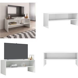 vidaXL Tv-meubel 100x40x40 cm bewerkt hout hoogglans wit - Tv-meubel - Tv-meubels - Tv-meubelen - Tv-meubilair