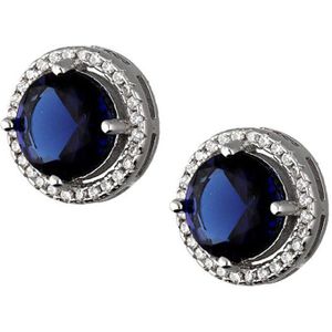 Oorbellen zilver dames blauw zirkonia - oorstekers dames zilver zirkonia saffier kleur - oorbellen dames - oorbellen zilver - Zilver 925 - Amona Jewelry