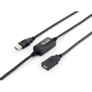 Equip Usb 2.0 Cable Extension A/A M/F 10M Black Active