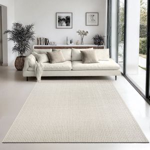 The carpet Mirella - modern vloerkleed, gestructureerde weefstijl in neutrale tinten, onderhoudsvriendelijk, ideaal voor woonkamer, slaapkamer, kantoor., Cream, 200 x 290 cm