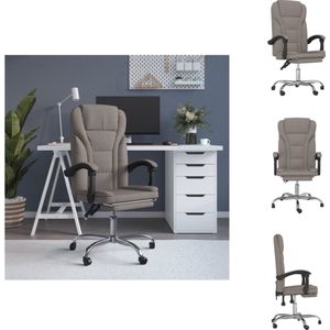 vidaXL Verstelbare bureaustoel - Taupe - Stof - metaal en multiplex - 63x56x(112.5-122)cm - Duurzaam materiaal - Verstelbare rugleuning en voetensteun - Handig ontwerp - Stevig en stabiel frame - Inclusief montagehandleiding - Bureaustoel