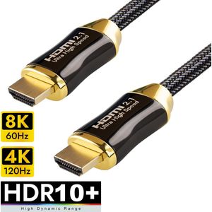Qnected® HDMI 2.1 kabel 2,5 meter | Ultra High Speed | 4K 120Hz & 144Hz, 8K 60Hz Ultra HD | 48 Gbps | PS5, Xbox Series X & S | Charcoal Black