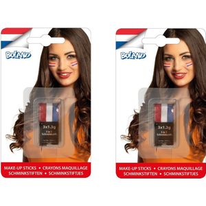 2x stuks schminkstiften Nederland rood wit blauw - Holland EK/WK supporter/ Koningsdag