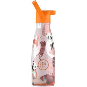 Cool Bottles - Panda Pang - 260ml - Luxe drinkfles met rietje - Schoolbeker kinderen - Schoolfles - RoestvrijStaal - HandwasAlleen - StijlvolDesign - Kindvriendelijk