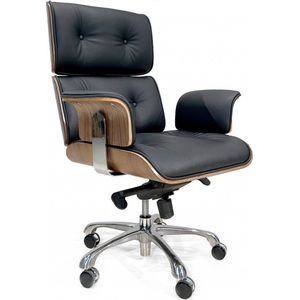 OHNO Furniture Oslo Bureaustoel - stoel, bureaustoel, kantoormeubels, kantoorstoel, Zwart, Walnoothout