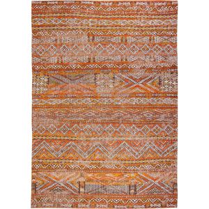 9111 Antiquarian Kelim Riad Orange Vloerkleed - 200x280  - Rechthoek - Laagpolig,Vintage Tapijt - Modern - Meerkleurig, Oranje