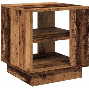 The Living Store Salontafel 40x40x43 cm bewerkt hout oud houtkleurig - Salontafel - Houten Salontafel - Bijzettafel - Coffeetable - Vintage Salontafel