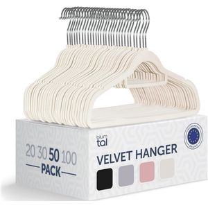 Kledinghangers Fluweel - 50 Stuks - 360° Draaibaar - Anti-Slip en Plaatsbesparend - Wit