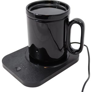 Cup Warmer - Warmhoudplaat voor je Koffie of Thee - Mok Verwarmer met 3 Standen - Inclusief Kopje met Deksel van 350ml - Leuke gadget om te geven!