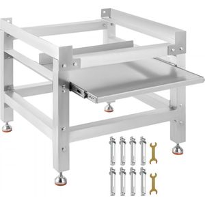 Wasmachineverhoging 136 kg, Wasmachine Verhoger Voetstuk 64 x 64 x 61cmcm, Wasmachine Basisstandaard met 1 Plank, Wasmachine Basis Aluminiumlegering en Roestvrij Staal, Onderstel Voor Wasmachine