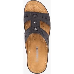 Blue Box dames slippers zwart met perforaties - Maat 39