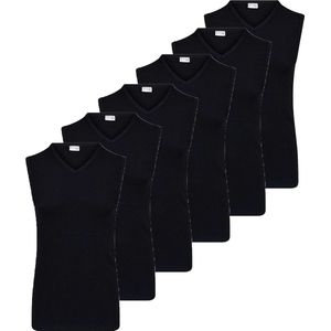 Beeren 6 stuks heren mouwloze shirts 100% katoen - M - Zwart