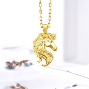 Unicorn charme ketting Gold Polished 26 inches