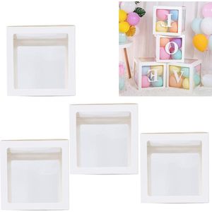 Transparante Baby Ballon Dozen - Leuke Ballon Opbergdoos voor Baby Shower - Set van 4 Stuks .