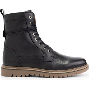 Travelin' Erquy Heren Leren Enkellaarzen - Stoere veterboots met rits - Zwart Leer - Maat 45