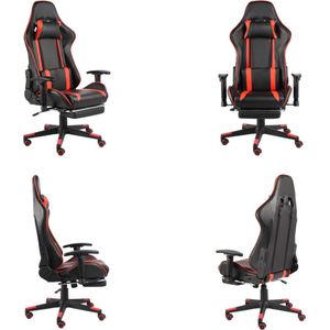 vidaXL Gamestoel draaibaar met voetensteun PVC rood - Gamingstoel - Gamingstoelen - Racingstoel - Racingstoelen