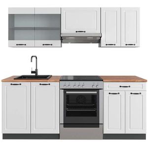 Vicco R-Line Complete keukeneenheid – 200 cm , WB Eik Landhuis wit/antraciet , WB Eik