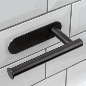 Toiletrolhouder - Zelfklevend - Wandgemonteerd - 1 stuk - Zwart of Chroom - Gegalvaniseerd staal