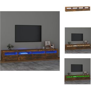 vidaXL TV-meubel Gerookt Eiken - 240x35x40 cm - LED-verlichting - Montagehandleiding inbegrepen - Kast