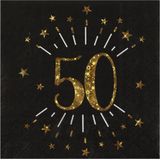 Santex Verjaardag feest servetten leeftijd - 10x - 50 jaar - goud - 33 x 33 cm